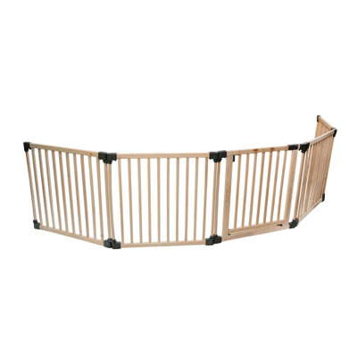 Wooden Multi Panel Multi Use Safety Barrier, Natural Wood
