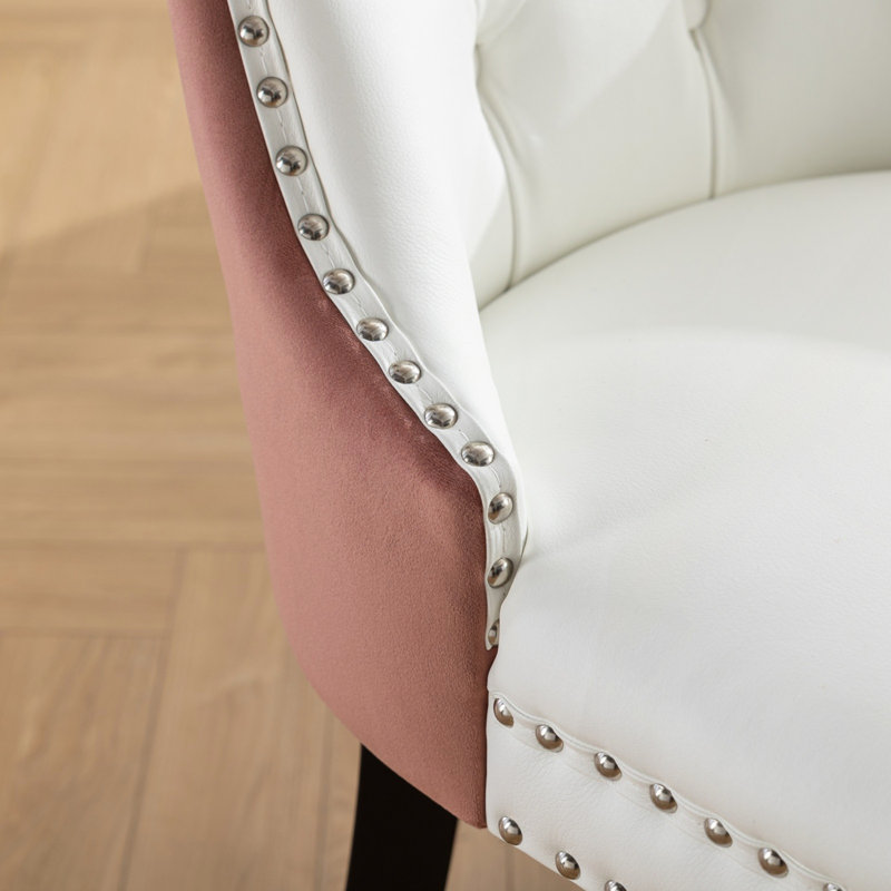 Collection Modern,High-End Tufted Solid Wood Contemporary Upholstered Dining Chair With Wood Legs,Nailhead Trim,2-Pcs Set