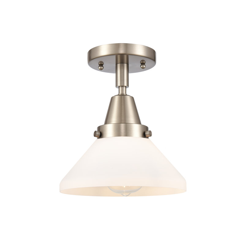 Plafonnier semi-encastré en verre Amede, Blanc mat, Nickel satiné brossé