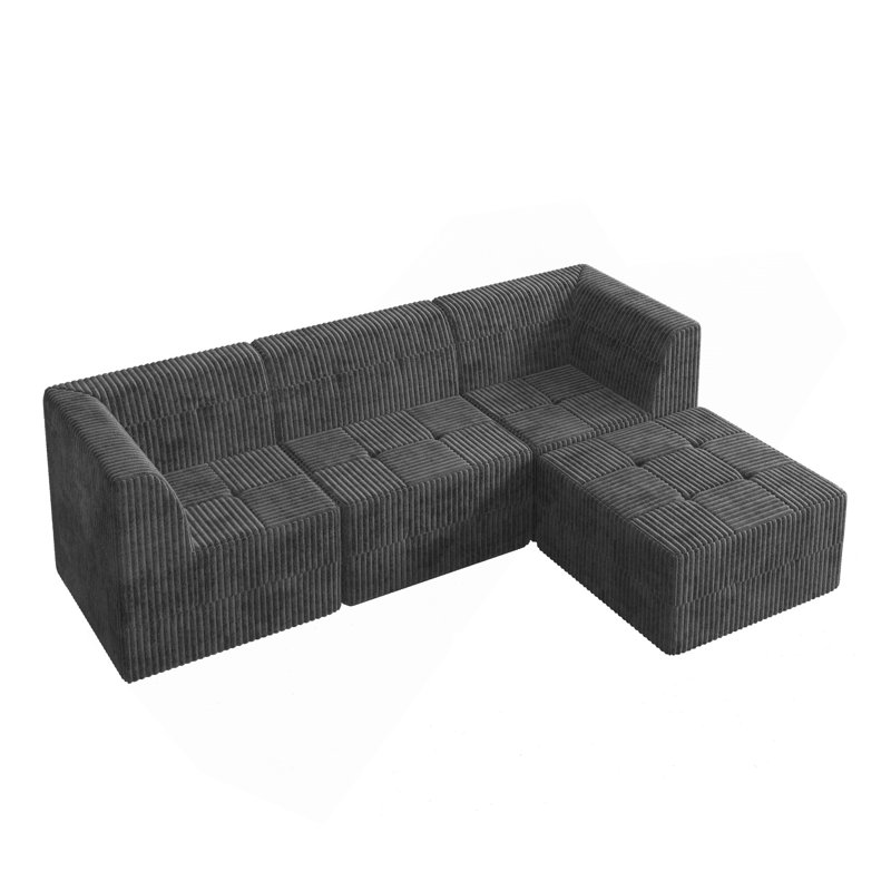 Canapé modulaire en L en forme de L, canapé modulaire compressé en velours côtelé de style minimaliste moderne, canapé-lit pour le salon, la chambre à coucher, canapé-lit Comfy