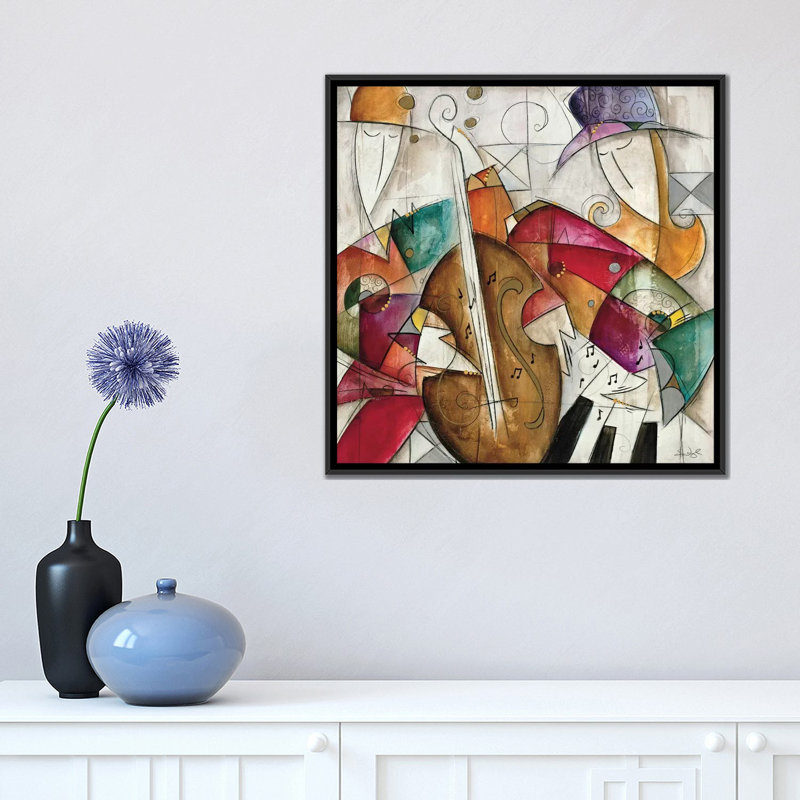 «Jam Séance II» par Eric Waugh, impression sur toile, H 18 po x l 18 po x P 1,5 po, Toile avec cadre flottant noir