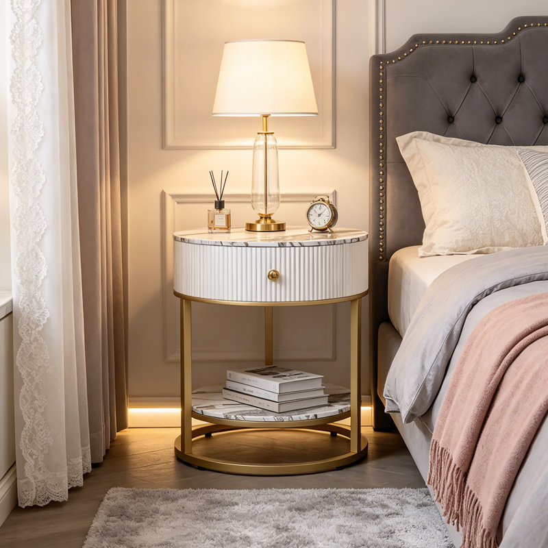 Frame End Table, Calacatta Gold/Gold, Gold
