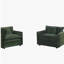 Ensemble de 2 chaises d'appoint, fauteuils rembourrés en chenille haut de gamme, chaises d'appoint de salon avec coussin décoratif, chenille verte-1738878753
