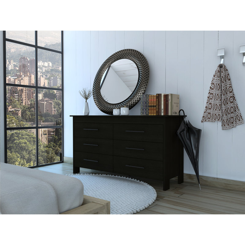 Anastazija Six Drawer Double Dresser, Black