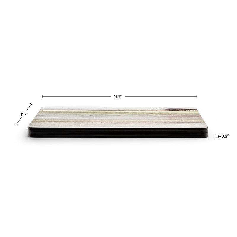 Rustic Driftwood Print Hardboard Placemats Set of 4
