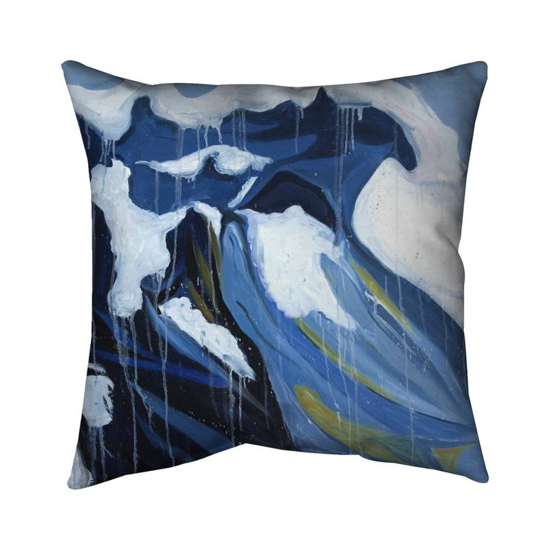 Wave in Motion - Coastal Classic Blue Poly Twill Throw Pillow – Poly Twill Throw Pillow with Insert, Double-Sided Print