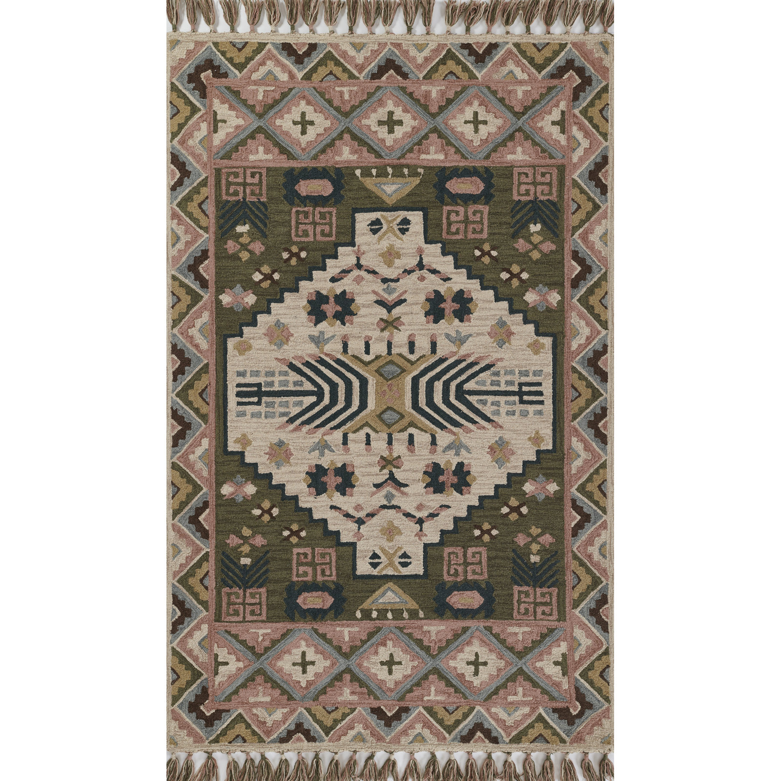 Anine Green Hand-Tufted Wool Oriental Rug, Rectangle 9' x 12'