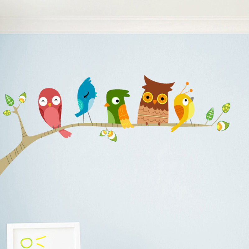 Décalcomanie murale oiseaux imprimé sur un membre, H 60 po x l 28 po