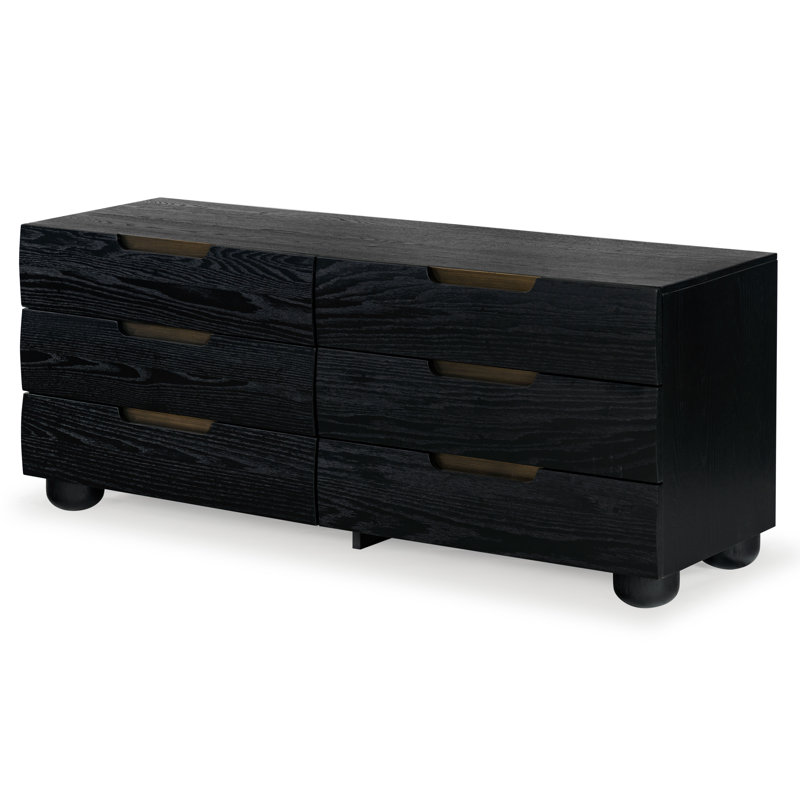 Beethoven Wood 6 Drawer Dresser, Black