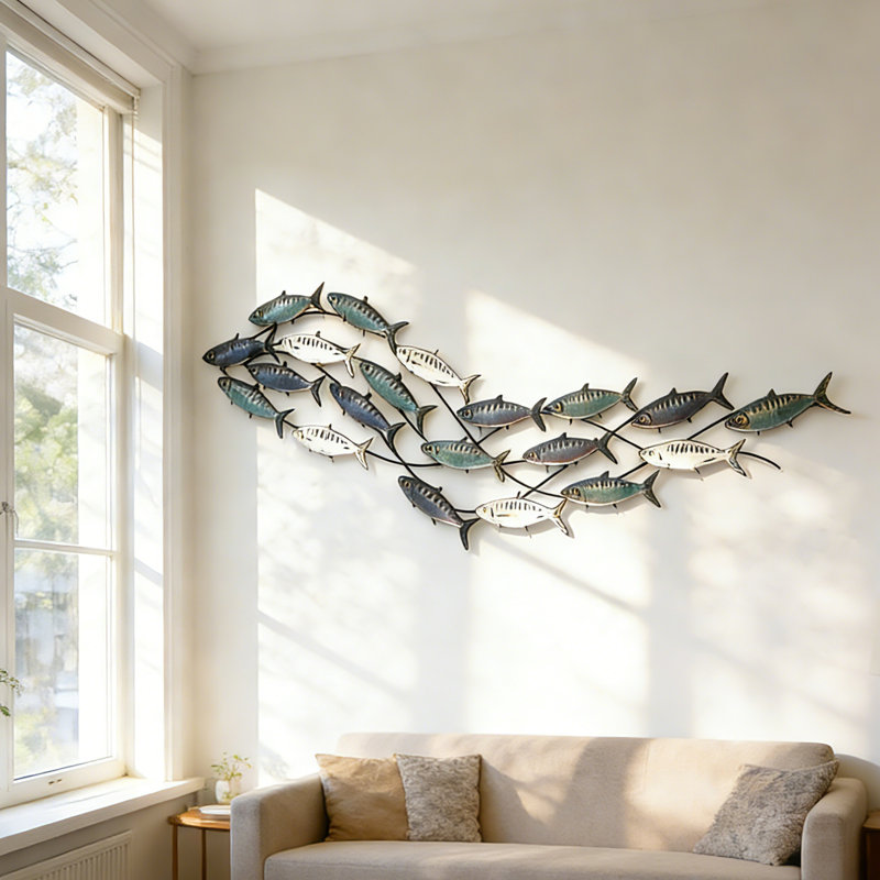 Art mural de poisson de fer méditerranéen multifonctionnel - Décoration de style côtier multi-scène