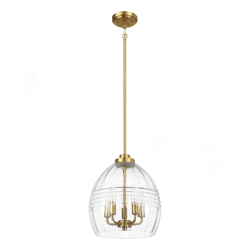 Luminaire suspendu à chaîne Zen Zen avec verre transparent - laiton satiné