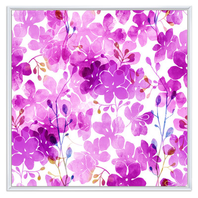 Lilas fuchsia et branches - peinture sur toile