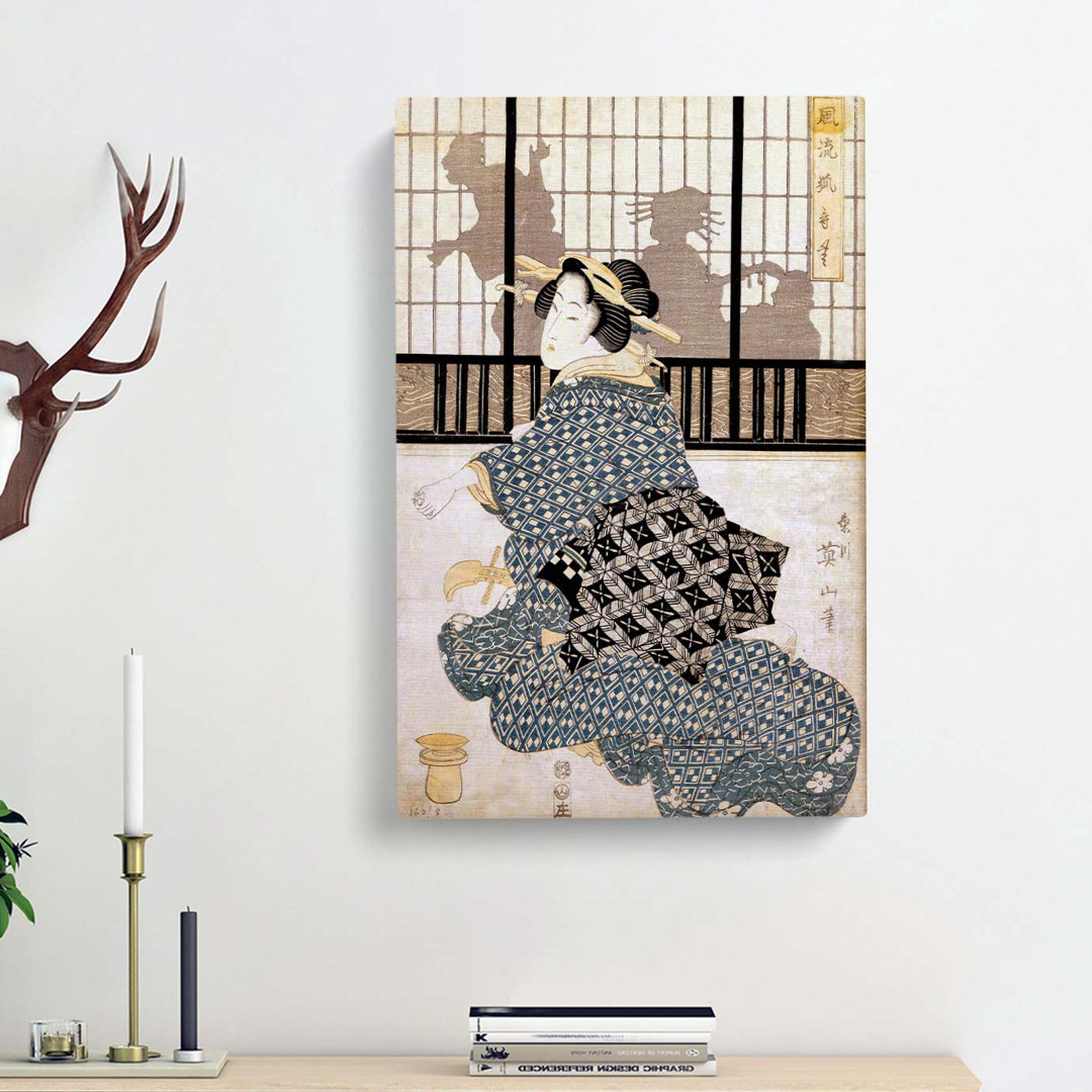 Sitting Courtesan by Kikukawa Eizan - Wrapped Canvas