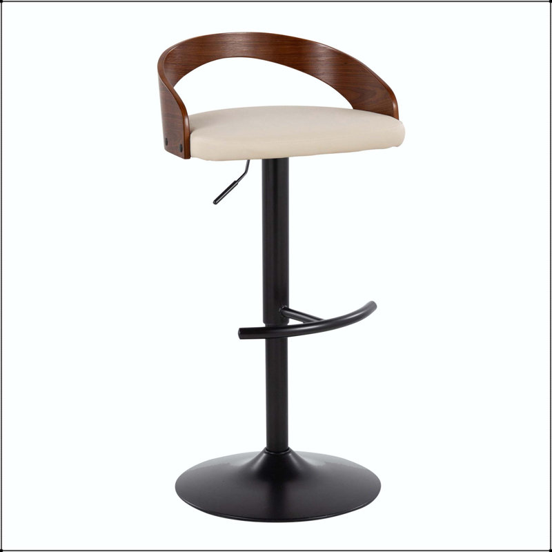 Tabouret de bar réglable avec pivot - ensemble de 3, Beige, Noir / brun, 3