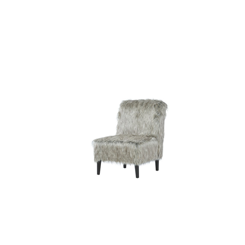 Chaise d'appoint en polyester 27 po Kordero, Mélange de fourrure de loup brun / polyester