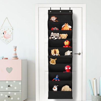 Over-the-Door Shoe Storage Rack with Curtain Dustproof Heavy-Duty Large Deep Pocket Hanging Shoe Storage Rack Suitable for Closet Dormitory and Narrow Door Storage Shoe Rack, 9 Layers Black, 1 Pack