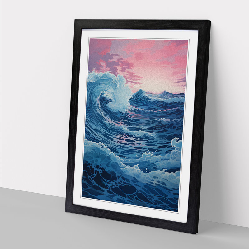 Ocean Informel - Single Picture Frame Print on Wood, 64cm H x 46cm W x 2cm D, Black
