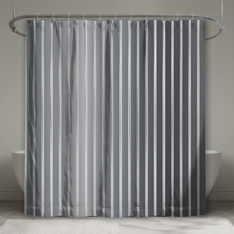 Rideau de douche à rayures noires - Motif de décor de salle de bain moderne, 70in W x 84in H