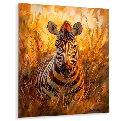 Zèbre ludique Expression - animaux, art mural en métal, impression zébrée