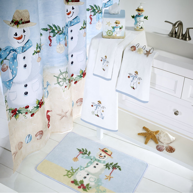Coastal Snowman Hand-Painted Resin Tissue Box Cover