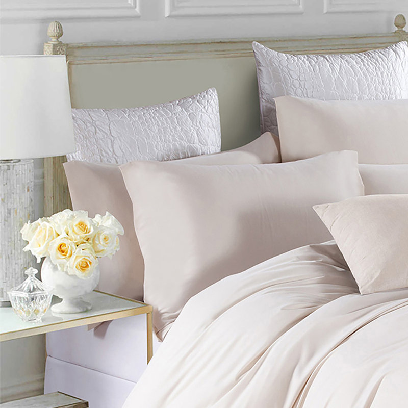 Marnisha Microfiber / Polyester Solid Colour Duvet Cover Set with Pillowcases, Cream