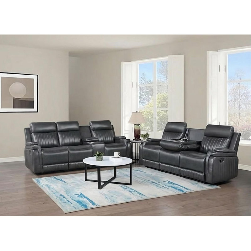 Ensemble de fauteuils inclinables 2 pièces Ithan, Gris foncé