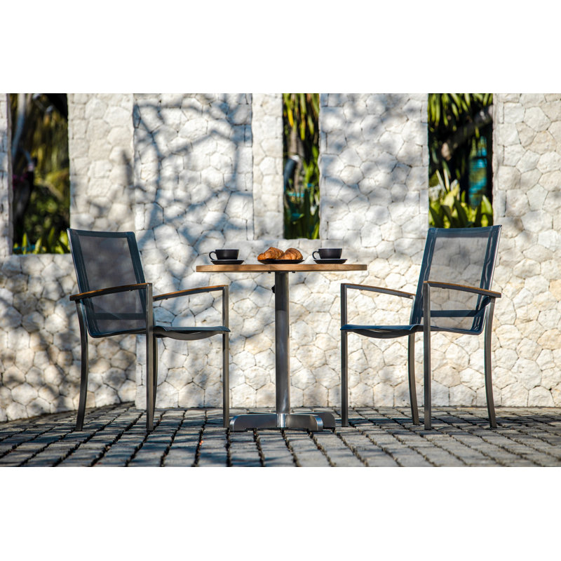 Avanti Teak Stainless Steel Outdoor Round Pedestal Table, 30" W