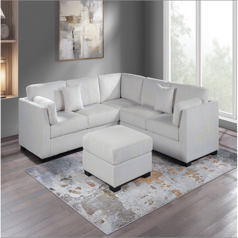 Ensemble de canapé modulaire 4 pièces L-Sectional RAF / LAF, Beige
