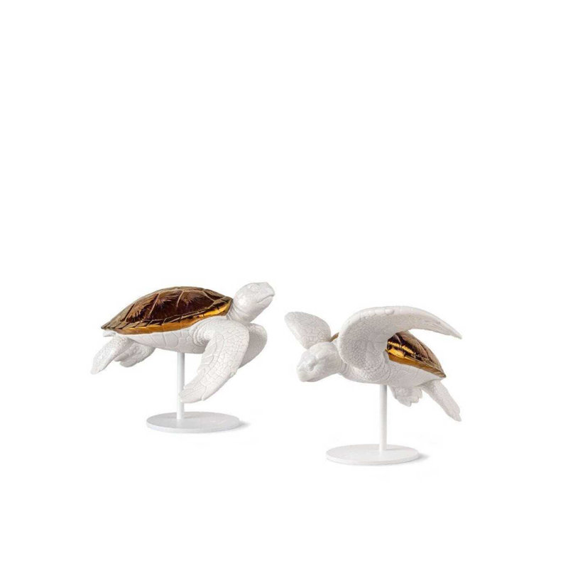 Couple de tortues de mer,  H 7,87 po x l 22,44 po x P 10,24 po, 2