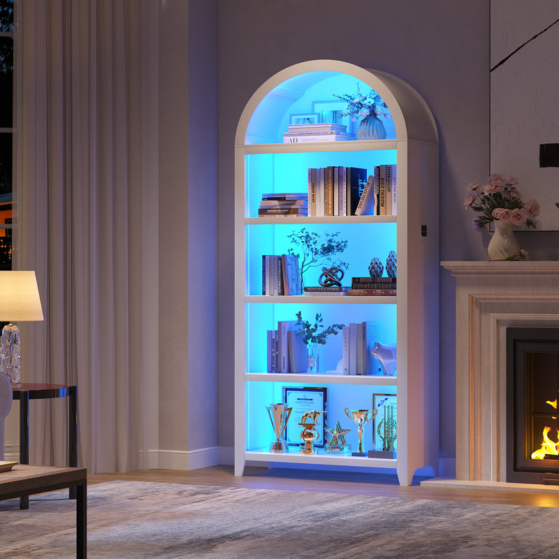 29.5" W 5-Shelf Arched Storage Cabinet, White