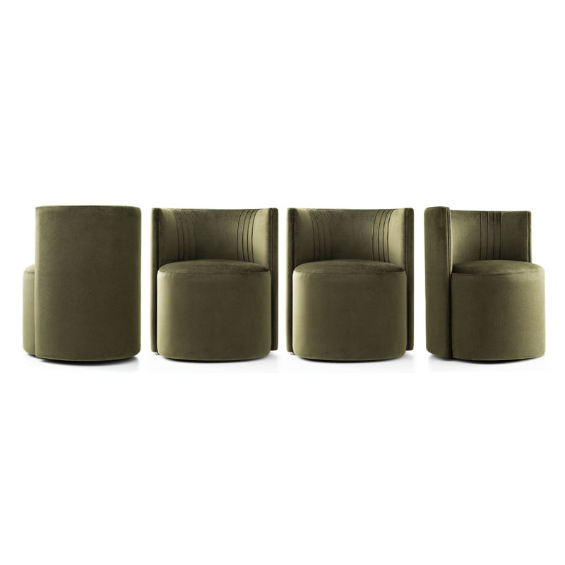 Chaises de salle à manger rembourrées en velours avec roulettes, Vert
