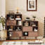 Vitrines en bois manufacturé et brun noisette-121375251