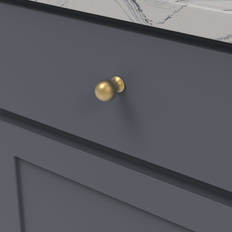Fuller Collection Round Knob - 1 " Diameter Cabinet Knob - Traditional Hardware for Drawers & Cabinets, Brushed Golden Brass