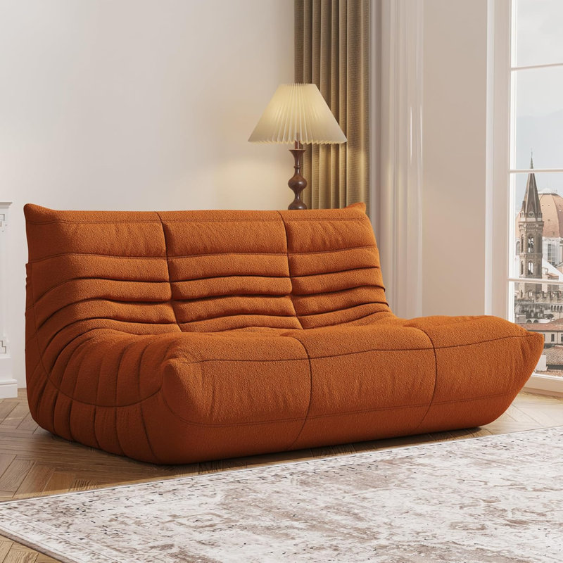 Canapé 3 places à accoudoirs sans accoudoirs, Orange, 29.5" H x 53.14" W x 40.5" D