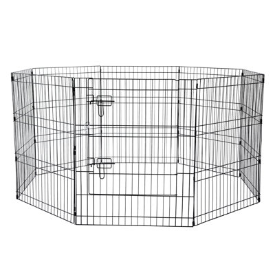 Dog Playpen 8 Panels Foldable Metal Dog Exercise Pen with - 25" x 2.76" x 31.69" - Iron - Dog Playpen - Black - Waterproof - Foldable