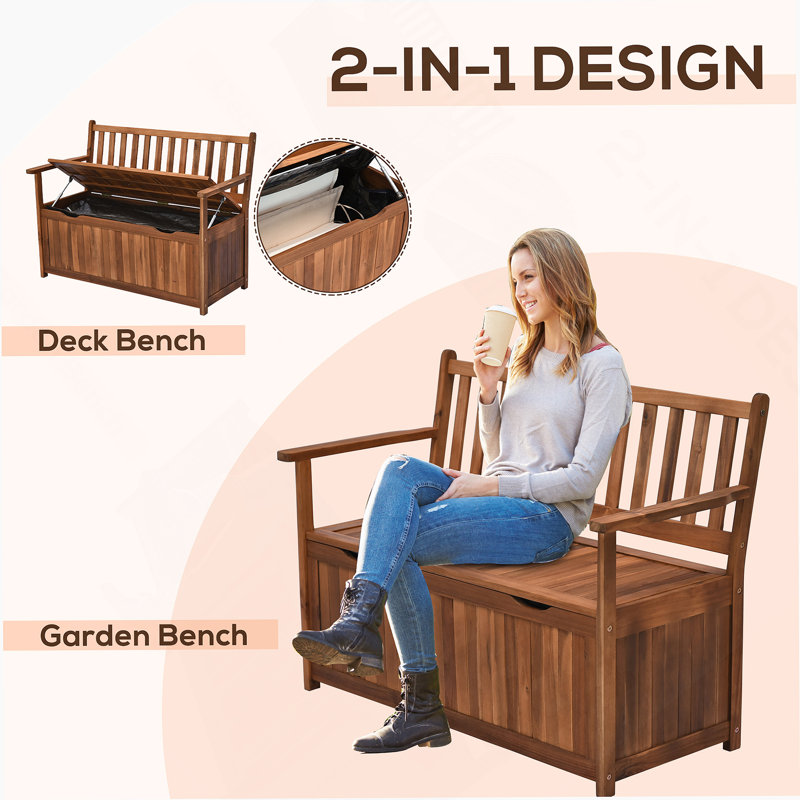Banc de rangement, banc de rangement extérieur, boîte de rangement en bois