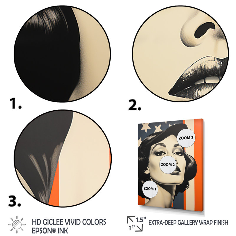 Great American Nude Pop Art - impression d'art mural Pop Art, Cadre photo doré simple, H 20 po x l 12 po x P 1 po