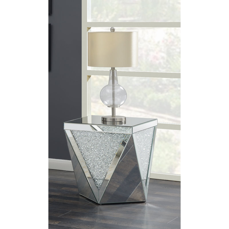 Table de bout carrée de 23,75 po de hauteur avec miroir