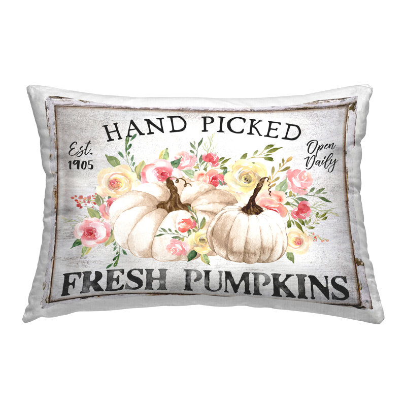 Hand Picked Pumpkins Decorative Printed Throw Pillow by Creatif Belle