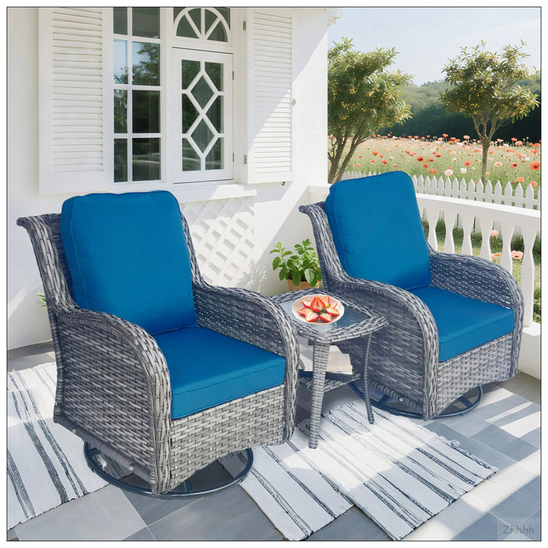 Ensemble de mobilier de patio en osier - Ensemble de conversation 3 pièces en rotin pour l'extérieur