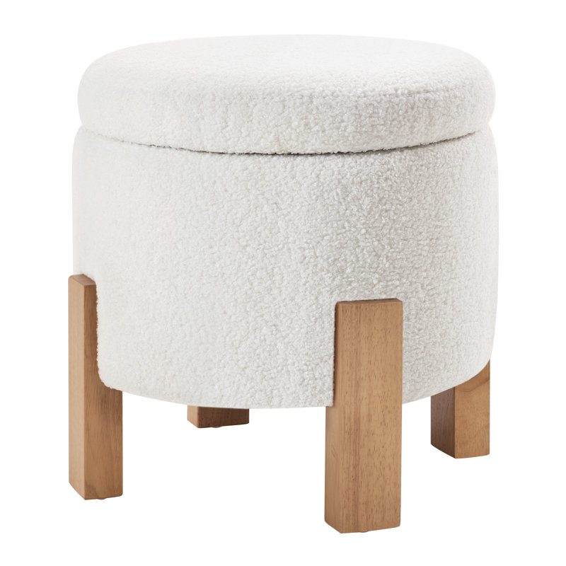 Annie Storage Ottoman, Ivory Sherpa