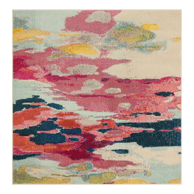 Tapis rose en polypropylène Roshan