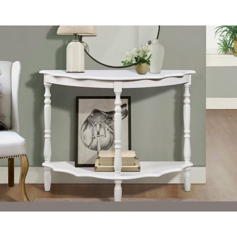 Console en forme de demi-lune de 42 po avec plateau et pieds ouverts