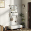 Meuble-lavabo flottant mural blanc, 3 tiroirs, 5 pochettes et crochets, miroir de 31,7 po pour l'organisation à la maison dans les petites pièces