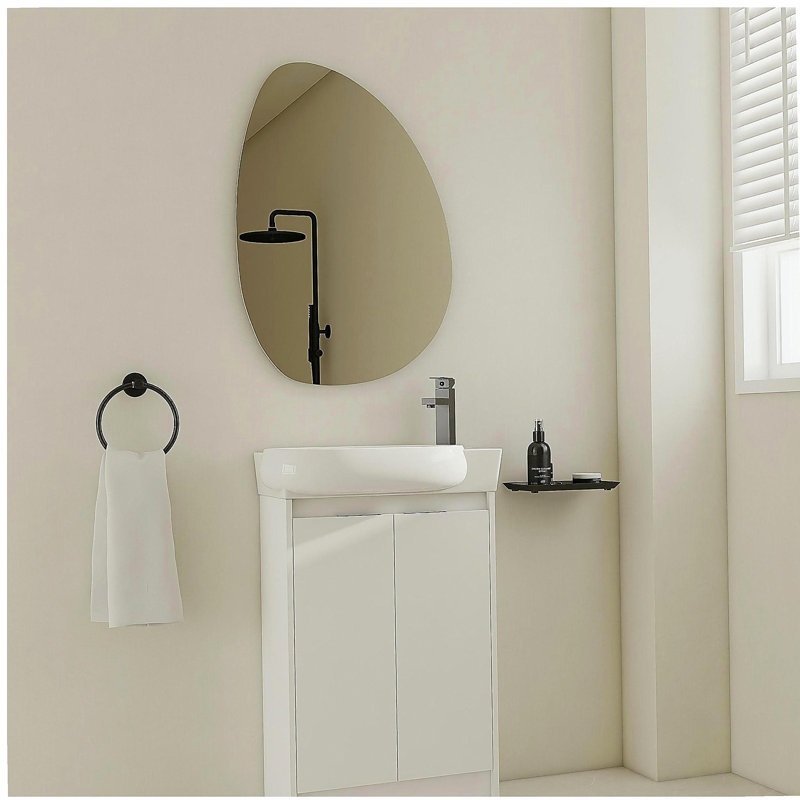 Coiffeuse 23 "avec lavabo et porte, Blanc lustré