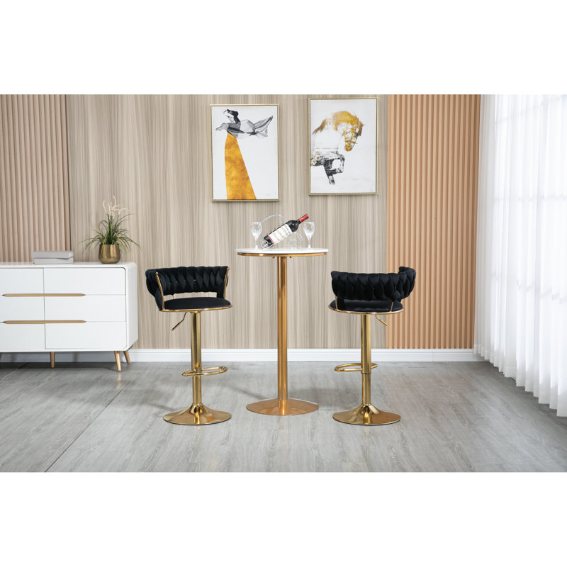 Chaises pivotantes réglables confortables en polyester noir pour cuisine moderne