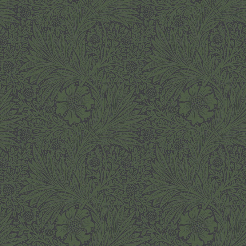 William Morris At Home Marigold Fibrous Wallpaper, Dark Green