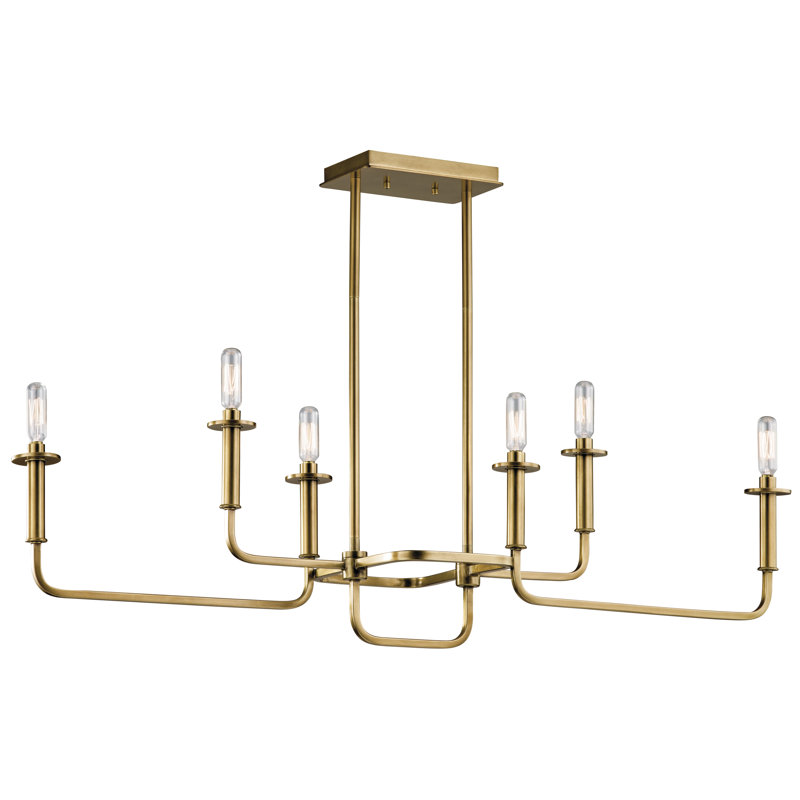 Alden 6 - Light Classic / Traditional Chandelier, Natural Brass