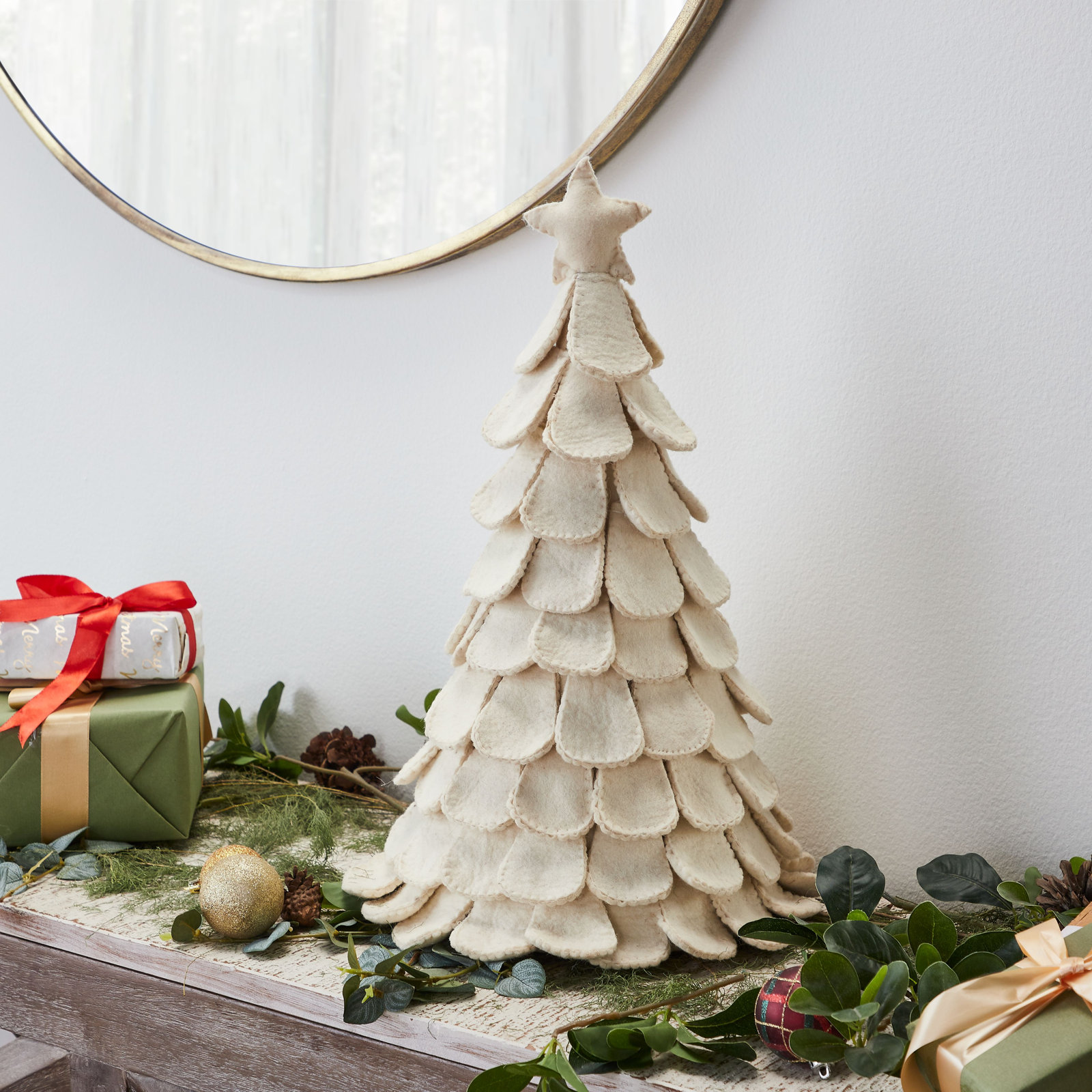 Handmade Wool Tabletop Tree, 22" H x 12" W x 12" D