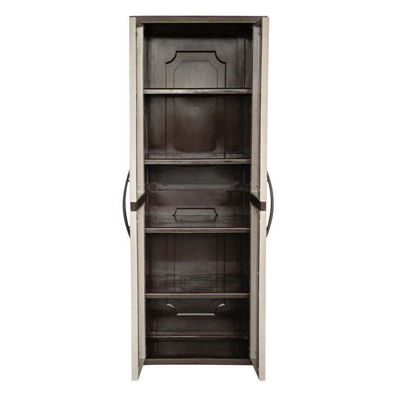 Grande armoire de rangement robuste avec 2 portes, espresso, Beige/Espresso, 5